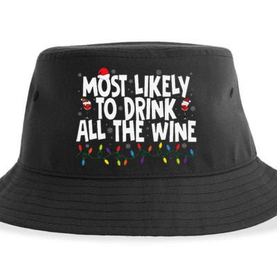 Most Likely To Drink All The Wine Family Matching Christmas Sustainable Bucket Hat