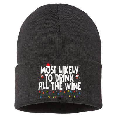 Most Likely To Drink All The Wine Family Matching Christmas Sustainable Knit Beanie