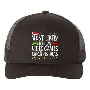 Most Likely To Play Video Game On Christmas Santa Gaming Yupoong Adult 5-Panel Trucker Hat