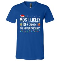 Most Likely To Forget The Hidden Presents Family Christmas Gift V-Neck T-Shirt