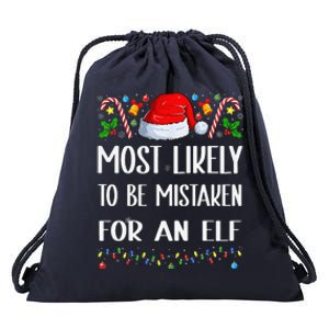 Most Likely To Be Mistaken For An Elf Christmas Pajamas Drawstring Bag