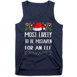 Most Likely To Be Mistaken For An Elf Christmas Pajamas Tank Top