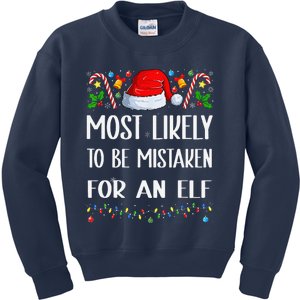 Most Likely To Be Mistaken For An Elf Christmas Pajamas Kids Sweatshirt