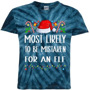 Most Likely To Be Mistaken For An Elf Christmas Pajamas Kids Tie-Dye T-Shirt