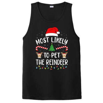 Most Likely To Pet The Reindeer squad family Joke Christmas  PosiCharge Competitor Tank