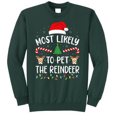 Most Likely To Pet The Reindeer squad family Joke Christmas  Sweatshirt