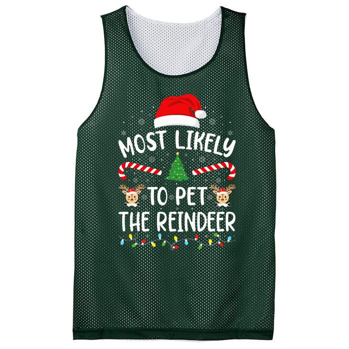 Most Likely To Pet The Reindeer squad family Joke Christmas  Mesh Reversible Basketball Jersey Tank