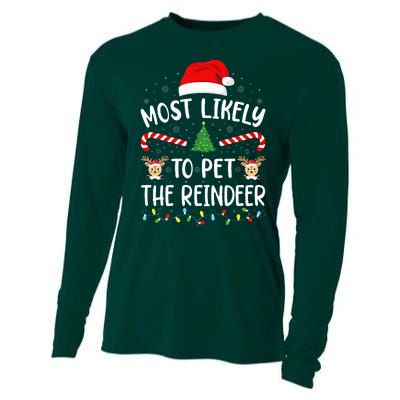 Most Likely To Pet The Reindeer squad family Joke Christmas  Cooling Performance Long Sleeve Crew