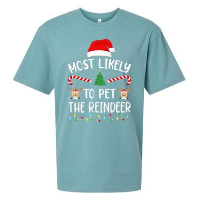 Most Likely To Pet The Reindeer squad family Joke Christmas  Sueded Cloud Jersey T-Shirt