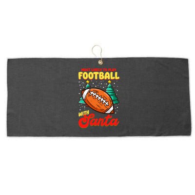 Most Likely To Play Football With Santa | Football Christmas Large Microfiber Waffle Golf Towel