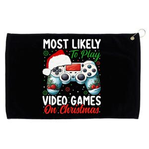 Most Likely To Play Video Games On Christmas  Grommeted Golf Towel