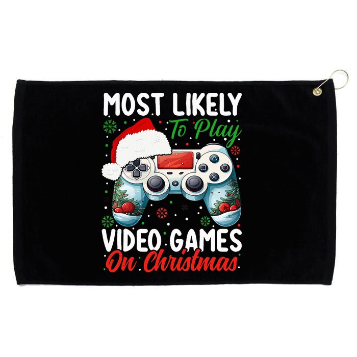 Most Likely To Play Video Games On Christmas  Grommeted Golf Towel