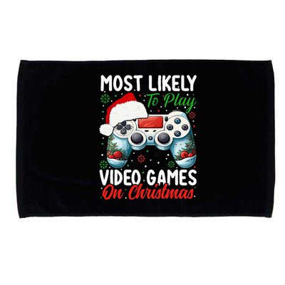 Most Likely To Play Video Games On Christmas  Microfiber Hand Towel