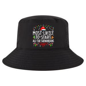 Most Likely To Start All The Shenanigans Family Xmas Holiday Cool Comfort Performance Bucket Hat