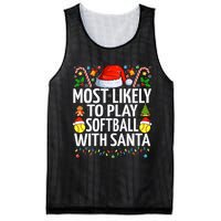 Most Likely To Play Softball With Santa Christmas Softball Mesh Reversible Basketball Jersey Tank