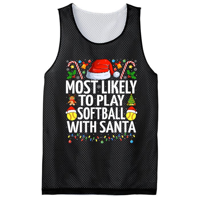 Most Likely To Play Softball With Santa Christmas Softball Mesh Reversible Basketball Jersey Tank