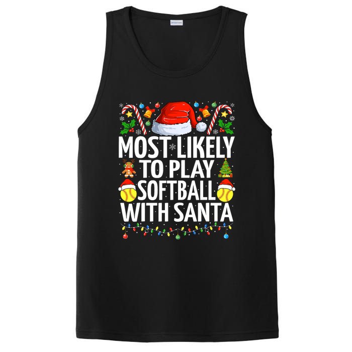 Most Likely To Play Softball With Santa Christmas Softball PosiCharge Competitor Tank