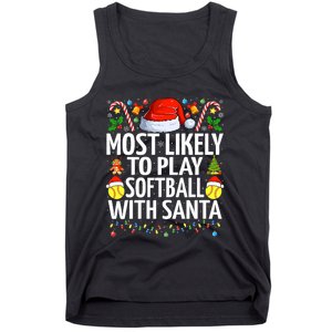 Most Likely To Play Softball With Santa Christmas Softball Tank Top