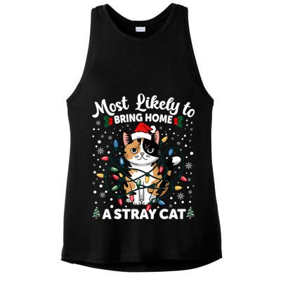 Most Likely To Bring Home A Stray Cat Matching Christmas Ladies PosiCharge Tri-Blend Wicking Tank