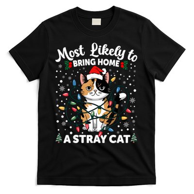 Most Likely To Bring Home A Stray Cat Matching Christmas T-Shirt