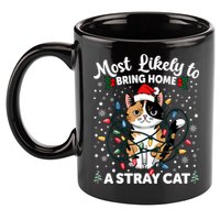 Most Likely To Bring Home A Stray Cat Matching Christmas 11oz C Handle Ceramic Mug