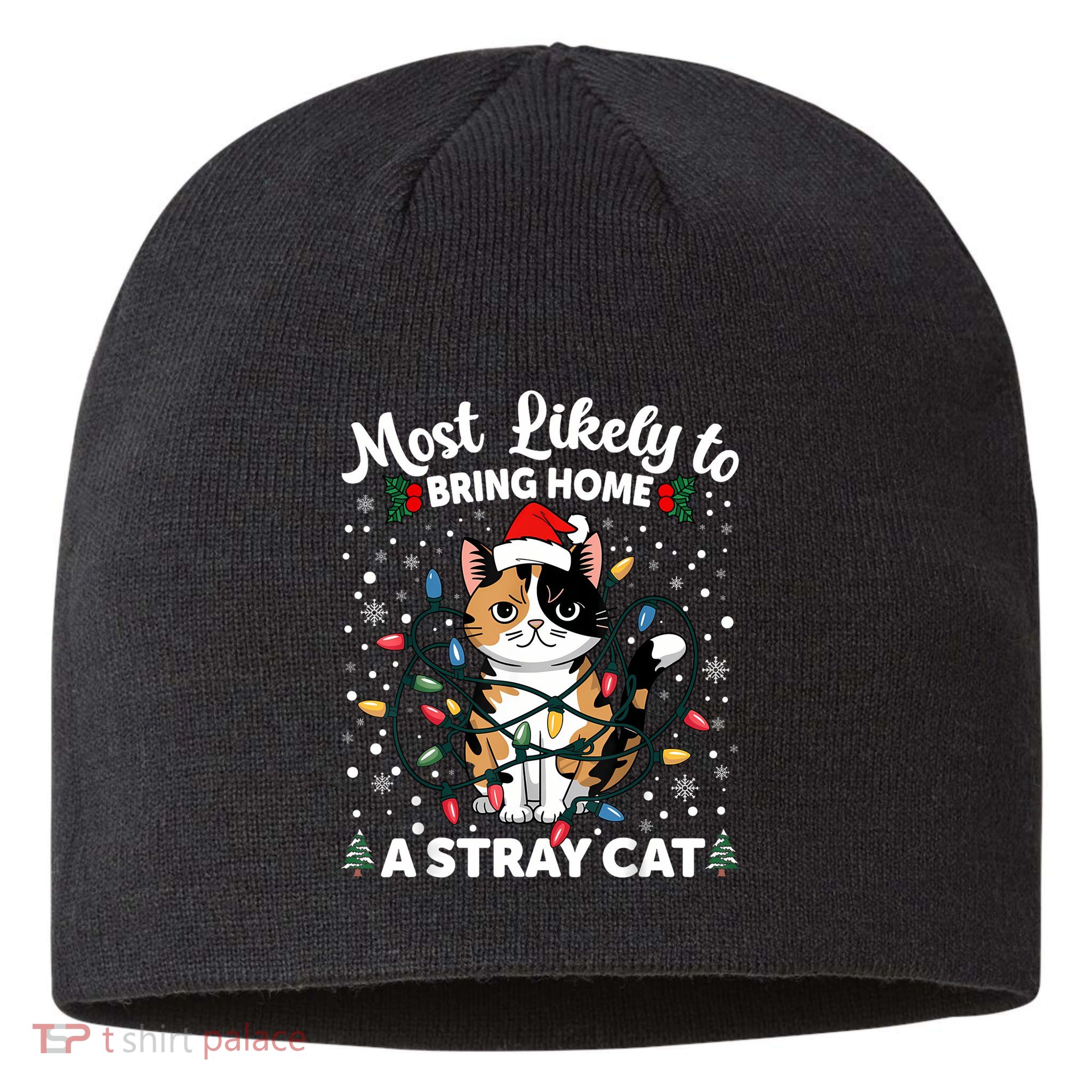 Most Likely To Bring Home A Stray Cat Matching Christmas Sustainable Beanie