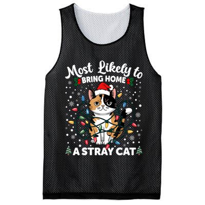 Most Likely To Bring Home A Stray Cat Matching Christmas Mesh Reversible Basketball Jersey Tank