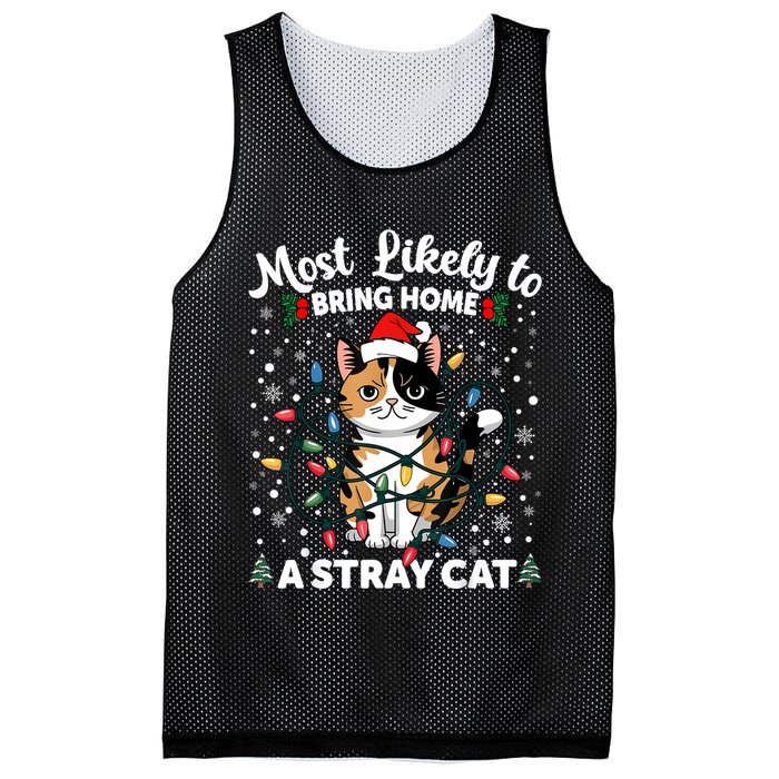 Most Likely To Bring Home A Stray Cat Matching Christmas Mesh Reversible Basketball Jersey Tank
