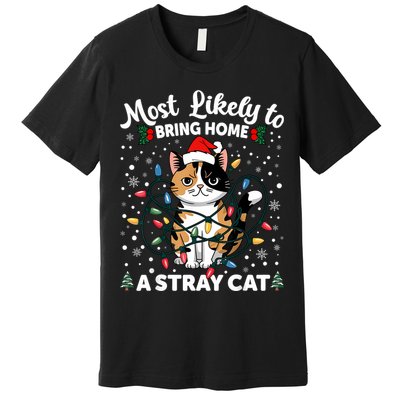 Most Likely To Bring Home A Stray Cat Matching Christmas Premium T-Shirt