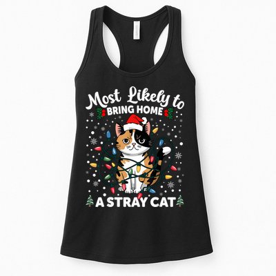 Most Likely To Bring Home A Stray Cat Matching Christmas Womens Tank Top