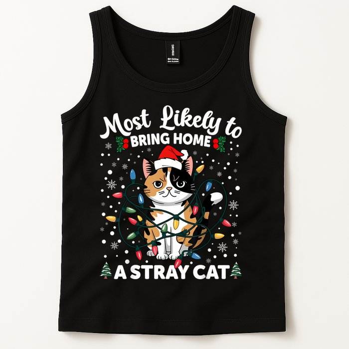 Most Likely To Bring Home A Stray Cat Matching Christmas Tank Top