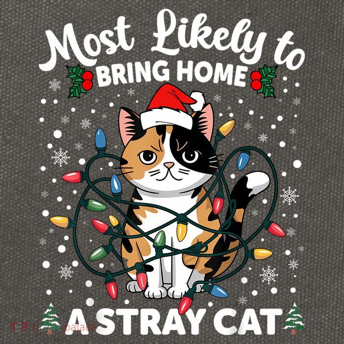 Most Likely To Bring Home A Stray Cat Matching Christmas Cotton Canvas Backpack