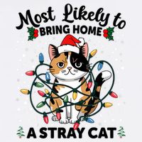 Most Likely To Bring Home A Stray Cat Matching Christmas Garment-Dyed Sweatshirt