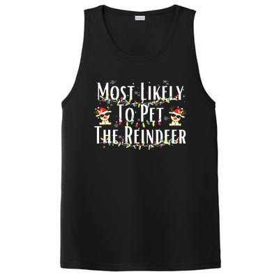 Most Likely To Pet The Reindeer Christmas Tree Lights PosiCharge Competitor Tank