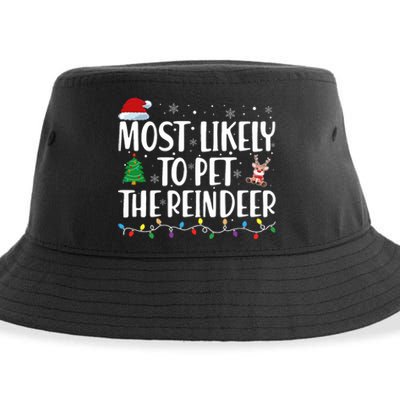 Most Likely To Pet The Reindeer Family Matching Christmas Sustainable Bucket Hat