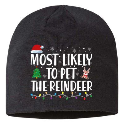 Most Likely To Pet The Reindeer Family Matching Christmas Sustainable Beanie