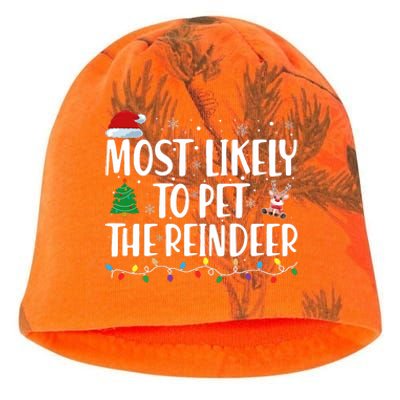 Most Likely To Pet The Reindeer Family Matching Christmas Kati - Camo Knit Beanie