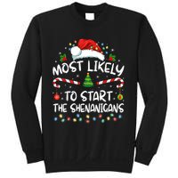 Most Likely To Start All The Shenanigans Family Xmas Holiday Sweatshirt