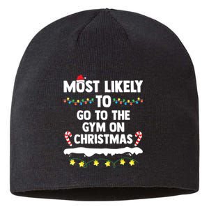 Most Likely To Go To The Gym On Christmas Family Matching Sustainable Beanie