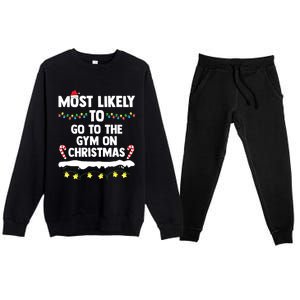 Most Likely To Go To The Gym On Christmas Family Matching Premium Crewneck Sweatsuit Set