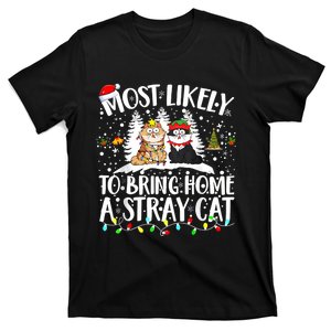 Most Likely To Bring Home A Stray Cat Christmas Tree T-Shirt