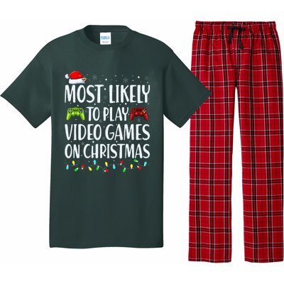 Most Likely To Play Video Games On Christmas Xmas Lights  Pajama Set