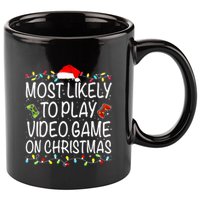 Most Likely To Play Video Game On Christmas Santa Gaming 11oz C Handle Ceramic Mug
