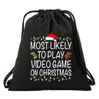 Most Likely To Play Video Game On Christmas Santa Gaming Drawstring Bag