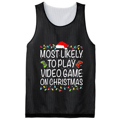 Most Likely To Play Video Game On Christmas Santa Gaming Mesh Reversible Basketball Jersey Tank