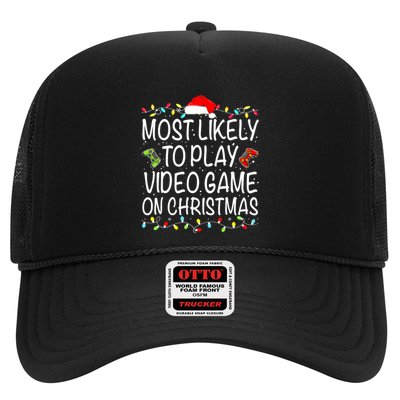 Most Likely To Play Video Game On Christmas Santa Gaming Trucker Hat