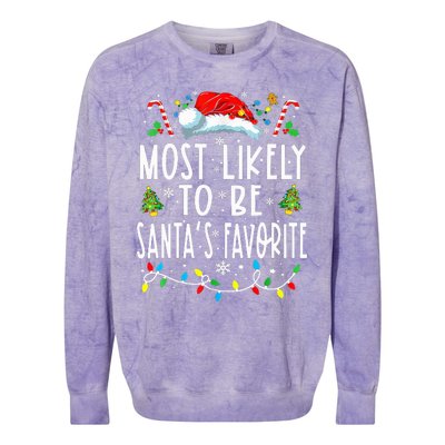 Most Likely To Be SantaS Favorite Matching Christmas Colorblast Crewneck Sweatshirt