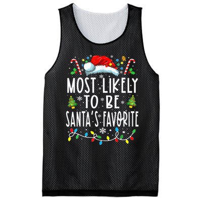 Most Likely To Be SantaS Favorite Matching Christmas Mesh Reversible Basketball Jersey Tank