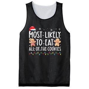 Most Likely To Eat All The Christmas Cookies Family Xmas Mesh Reversible Basketball Jersey Tank