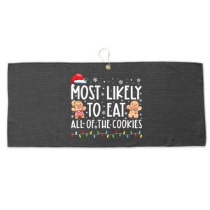 Most Likely To Eat All The Christmas Cookies Family Xmas Large Microfiber Waffle Golf Towel